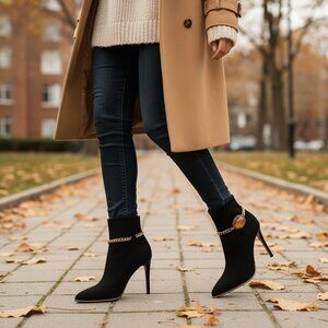 Women Gold Metal Boot Chain Bracelet SET Shoe Anklet Brown Water Drop Bead BC995